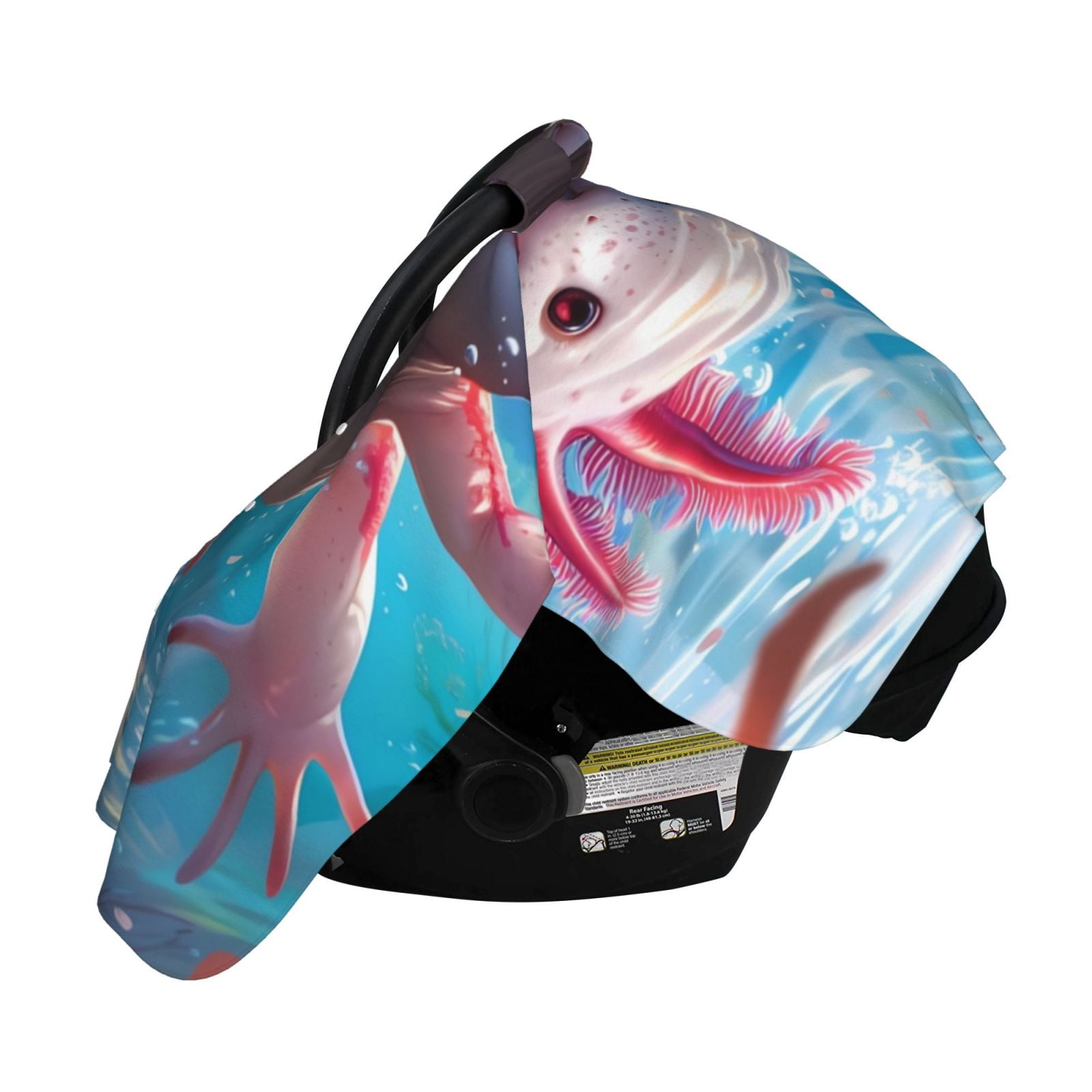 Naloa Cute Underwater Axolotl Baby Car Seat Cover, Breathable Baby Carrier Cover, Multiuse Baby Carrier Cover & Nursing Breastfeeding Cover