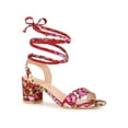 thumbnail image 1 of BLISSFUL STEP Women's Opened Toe Chunky Mid Heeled Lace Up Sandals Red (Size 9), 1 of 6