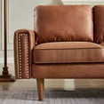 thumbnail image 6 of Miekor Furniture 82.2"L-Shape Sofa Couch with Chais Mid-Century Copper Nail on Arms,strong wooden leg and suede fabric design that will complement any living space.Left Chaise, Brown W5U942, 6 of 9