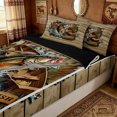 thumbnail image 3 of meiyoeat Rustic Wood Bass Fishing Boat Zipper Comforter Set with Fitted Sheet and 2 Pillowcases for Men Boys, Outdoor Wildlife Zipper Bedding Set, Brown Green Black, Black Reversible, 3-Piece, 3 of 6