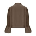 thumbnail image 4 of cocolona Womens Linen Shirts Casual Loose Pleated Blouses Fashion Solid Color Tops Long Sleeve Button Shirts, 4 of 6