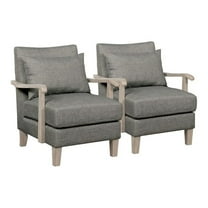 Furniture of America Ciela Faux Leather Accent Chair in Gray (Set of 2)