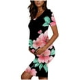 thumbnail image 4 of Taqqpue Women's Maternity Dress Short Sleeve Crew Neck Bodycon Wedding Guest Pregnancy Dresses Printed Fitted Stretch Maternity Clothes Summer Boho Baby Shower Photoshoot, 4 of 6