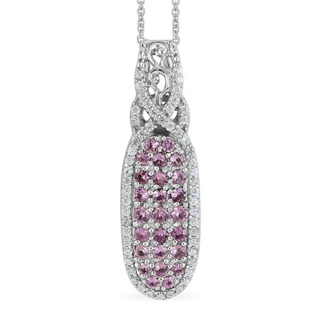 Shop LC 925 Sterling Silver Round Pink Sapphire White Zircon Infinity Cocktail Necklace Platinum Plated Pendant Bridal Anniversary Engagement Wedding Size 18" Ct 2.1 For Women Jewelry