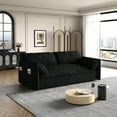 thumbnail image 5 of 63.8" Queen Size Sofa Bed,Folding Sofa & Couch Beds with Side Storage,Multi-Functional Velvet Loveseat Pull Out Bed for Living Room Apartment Office,3-in-1 Convertible Sleeper Sofa Bed,Black, 5 of 7