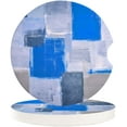 thumbnail image 1 of FMSHPON Geometric Abstract Oil Painting Style Blue Set of 6 Car Coaster for Drinks, Absorbent Ceramic Stone Coasters Cup Mat with Cork Base for Home Kitchen Room Coffee Table Bar Decor, 1 of 5