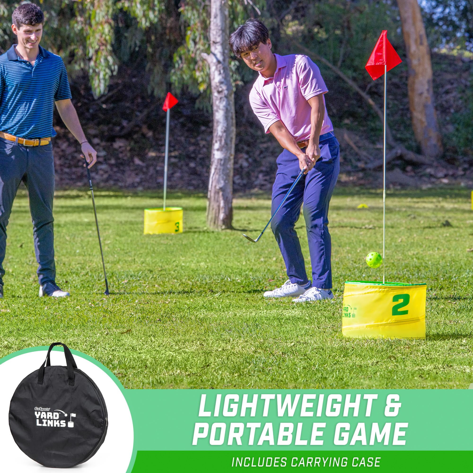 GoSports Yard Links Golf Game with 3 Buckets, Tee Markers and 4 Balls