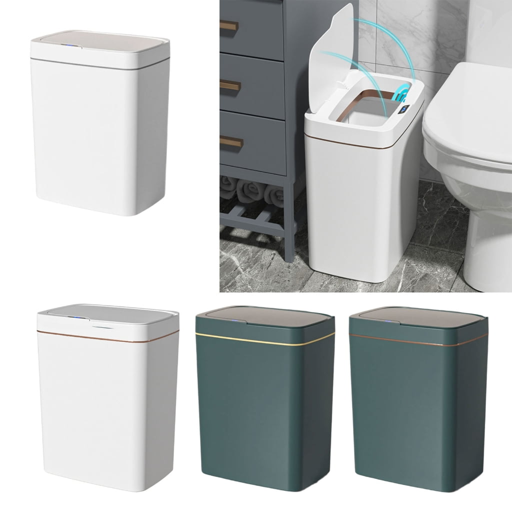 Intelligent Trash Bin with Motion Sensors Lid, Convenient Automatic Garbage Can for Bathroom Dustbin 15L/18L Capacity