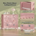 thumbnail image 5 of 3 Drawer Dresser for Bedroom, Small Pink Drawer Dresser with Colorful Cloud Handle, Chest of Drawers for Bedroom, Cute Scalloped Nightstand for Living Room, Entryway and Hallway, 5 of 18