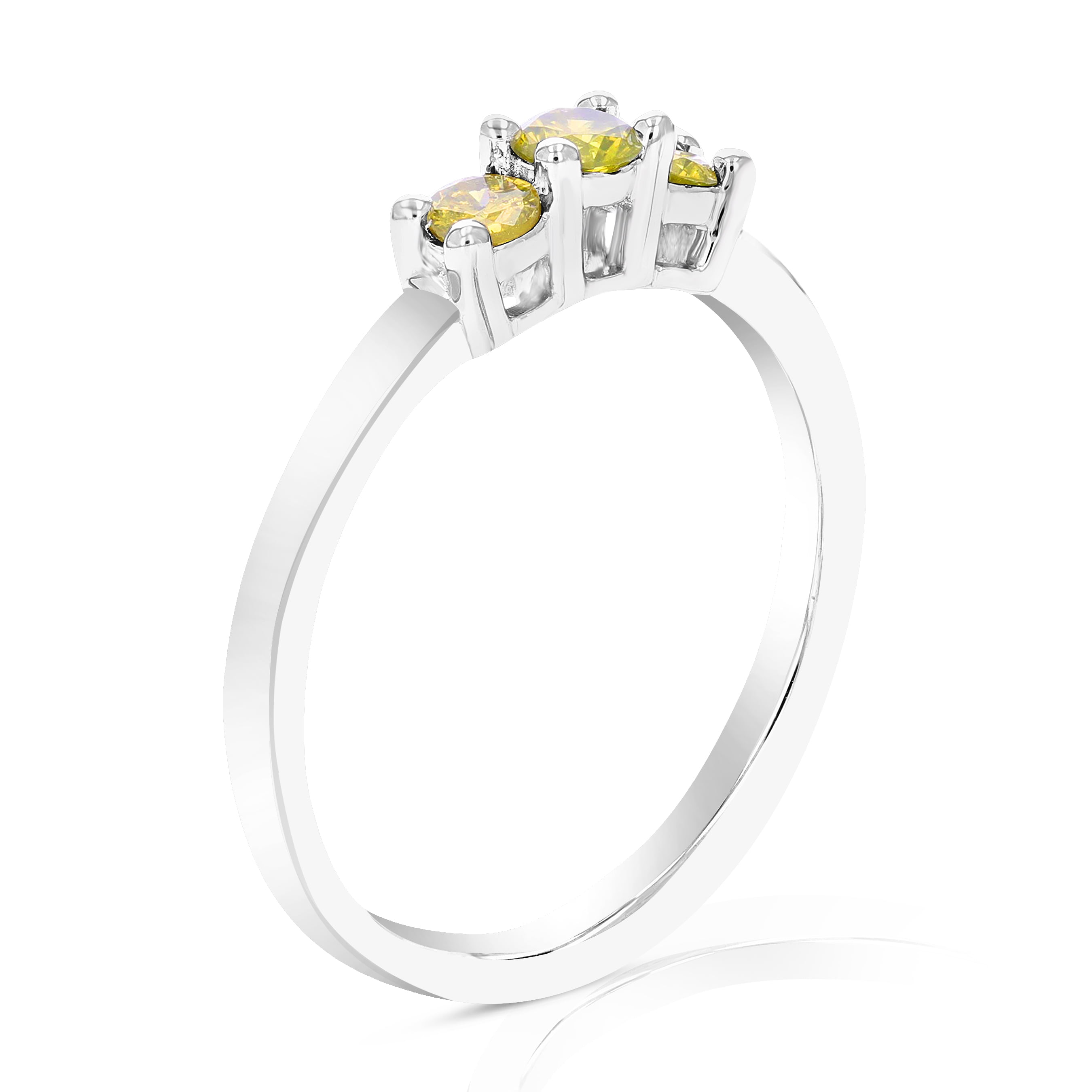 Vir Jewels 1/3 CTTW 3 Stone Yellow Diamond Engagement Ring for Women in .925 Sterling Silver