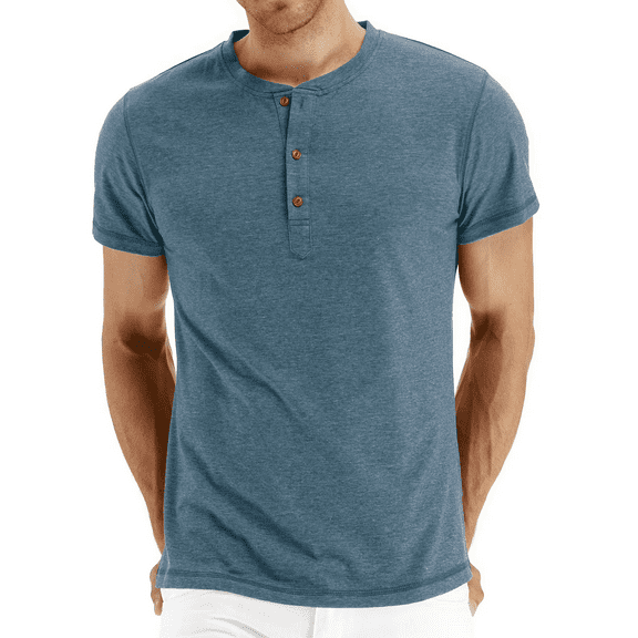 JWD Mens Henley Short Sleeve T-Shirt Cotton Casual Shirt Mens Shirts