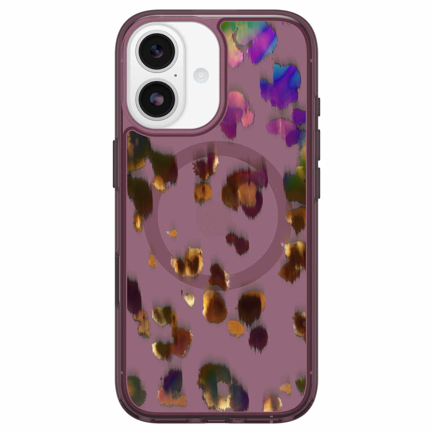 OtterBox Étui Symmetry Clear MagSafe avec Contrôle de la Caméra Leopard Shift (Rose) pour iPhone 17