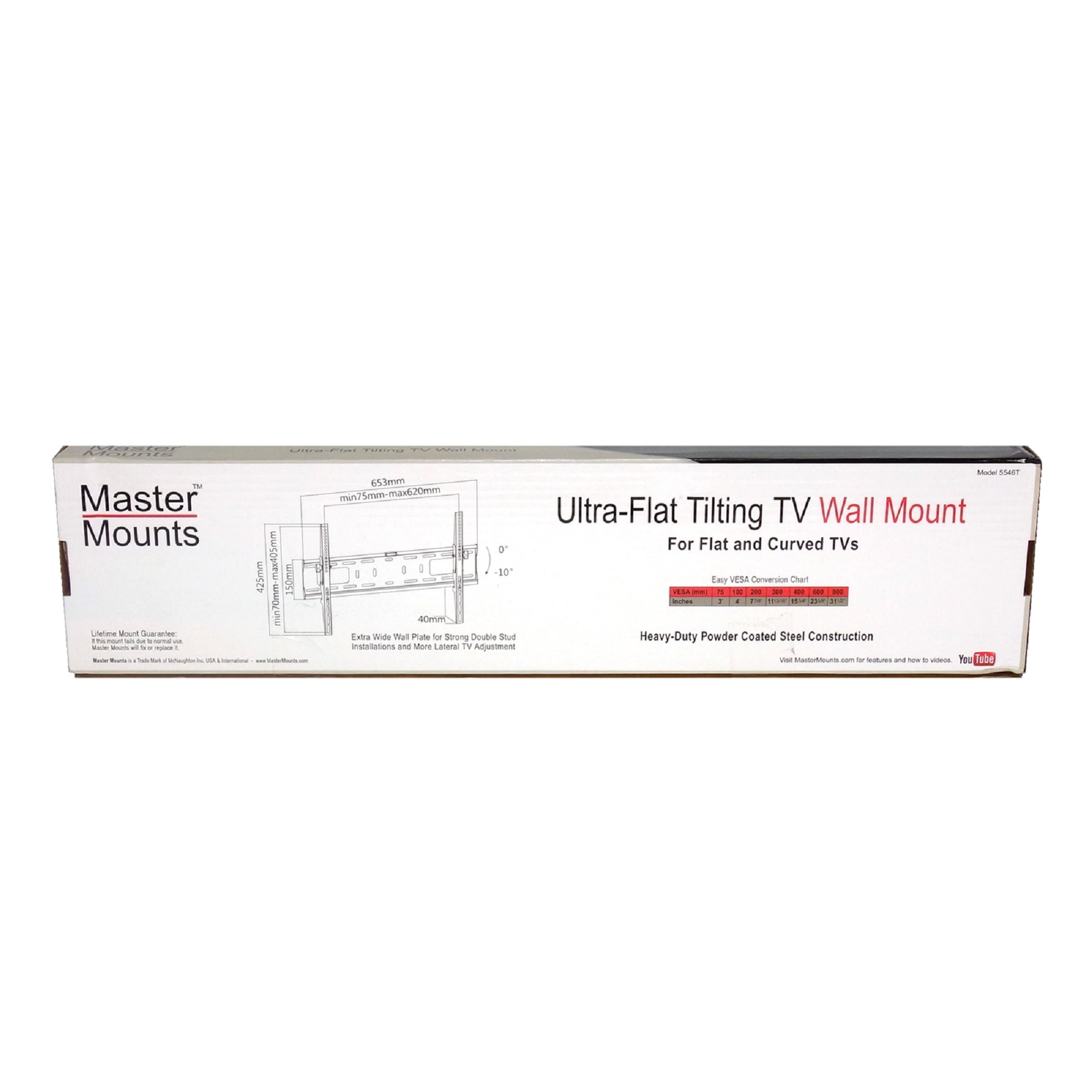 Master Mounts Ultra Low Profile Flat/Tilt Universal TV Wall Mount for Screen Sizes up to 80'' & weight up to 165 lbs
