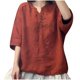 thumbnail image 2 of mfyjkho Tops Para Mujer, Camiseta De Mujer Con Cuello En V, Manga Corta, Color Liso, Moderna Y Cómoda, Con Botones Y Bolsillo. Tops Para Mujer M, 2 of 6
