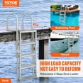 thumbnail image 2 of VEVOR Dock Ladder, Retractable 5 Steps, 350 lbs Load Capacity, Aluminum Alloy Pontoon Boat Ladder with 66.9''-78.9'' Adjustable Height, 4'' Wide Step & Mat, for Ship/Lake/Pool/Marine Boarding, 2 of 9