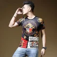thumbnail image 2 of Camiseta de algodón de camuflaje para hombre, camisetas de fiesta para hombre, ropa de calle Katoen Muscles, ropa rockera vintage XL, top ajustado con alfabeto S, 2 of 5