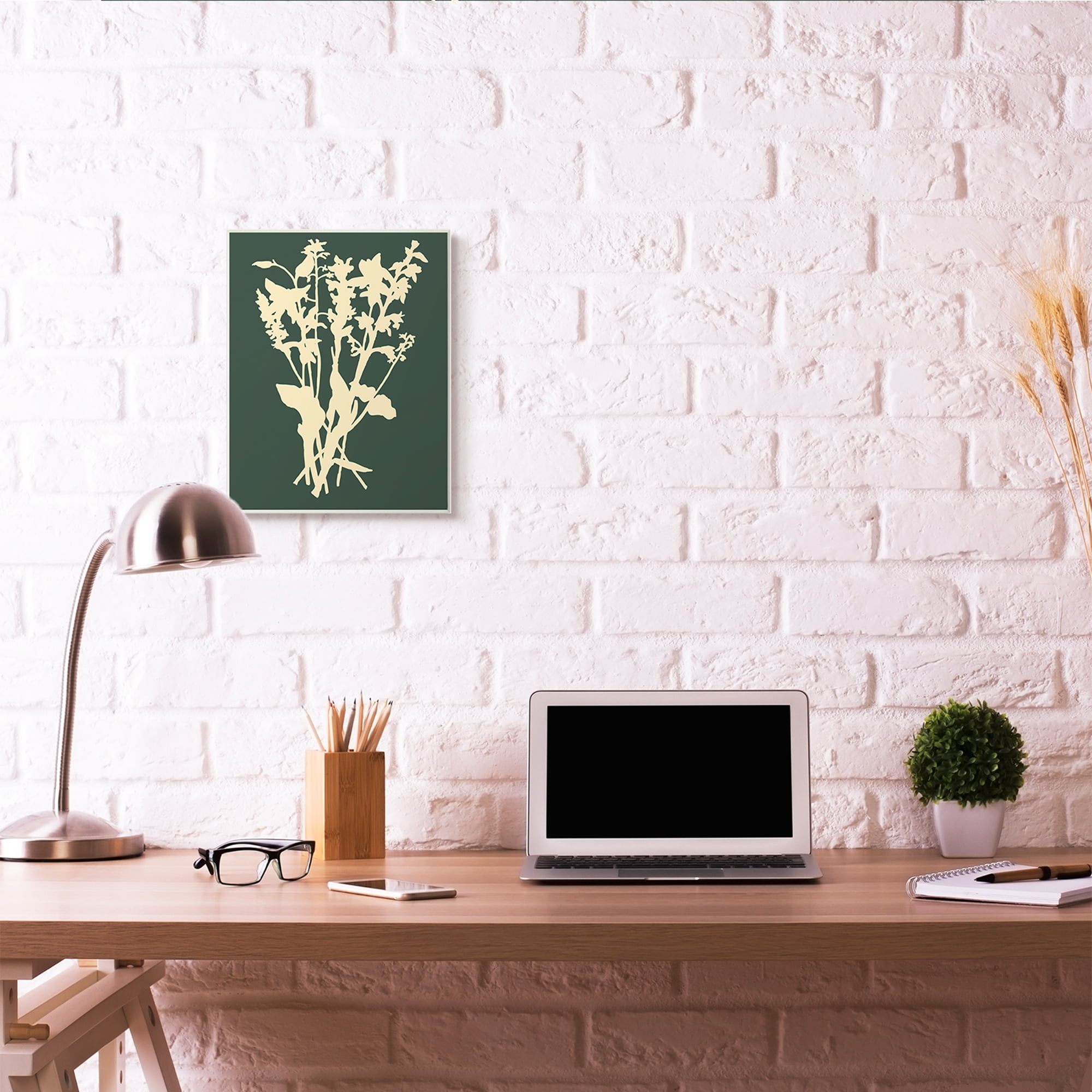Stupell Industries Silhouette Plant Green Yellow Design Wall Plaque by The Saturday Evening Post, 13" x 19", Wall Plaque