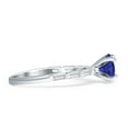 thumbnail image 5 of Petite Round Solitaire Ring Baguette Blue Sapphire Cubic Zirconia White Tone 925 Sterling Silver, Size 10, 5 of 7