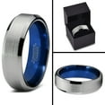 thumbnail image 4 of P. Manoukian Tungsten Wedding Band Ring 6mm for Men Women Blue Grey Beveled Edge Brushed Lifetime Guarantee Size 5, 4 of 4