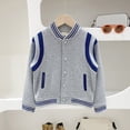 thumbnail image 4 of Karoyedx Toddler Boys Baseball Jacket Kids Varsity Jackets Boys Girls Button Baseball Jacket with Pockets Contrast Trim Casual School Outerwear Grey Size,18-24 Months, 4 of 5
