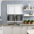 thumbnail image 6 of Half Window Curtains 24 Inches Long, Black Grey Window Treatment Curtain Drapes, Modern Abstract Diamond Luxury Gradient Short Curtains Tiers for Kitchen Over Sink, 27.5"x24", 2 Panels, 6 of 7