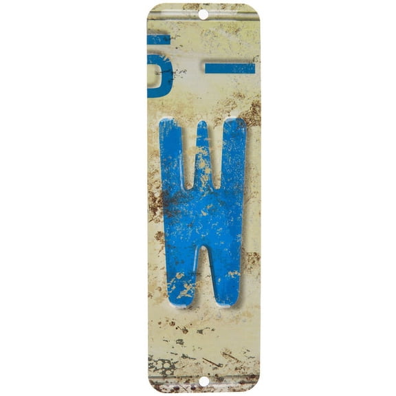License Plate Letter W Metal Sign Home Decoration Wall Decor