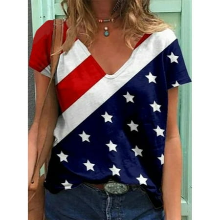 

Women s Summer Top Trendy Colorblock Shirts Casual Short Sleeve Loose Comfy Tunic Blouse Tees