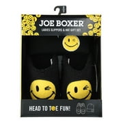 Joe Boxer Women's Smiley Face Slipper & Hat Gift Set