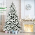 thumbnail image 2 of 7.5ft Flocked Christmas Tree, Artificial Christmas Tree with 1500 Branch Tips, White Christmas Tree for Indoor Outdoor Home Holiday Decoration, 2 of 9