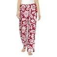 thumbnail image 2 of Picia Red Flowers Womens Soft Woven Cotton Elastic Waistband Sleep Pajama Pant Lounge Sleep Pant With Pockets And Drawstring-Small, 2 of 9