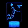 thumbnail image 1 of Lámpara de escritorio LED con ilusión de luz nocturna 3D, control táctil, cambio de 7 colores para decoración del hogar o regalos navideños para niños (atleta de baloncesto), 1 of 5