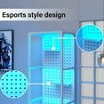 thumbnail image 6 of ModFurne Glass Display Shelf for Collectibles, LED Black Curio Cabinet, Lighted Tall Narrow Pegboard Steel Frame, Small,White, 6 of 8