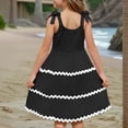 thumbnail image 6 of Inglocry Girl's Sundresses Kids Summer Sleeveless Bowknot Strap RIC Rac Smocked Summer Dresses 5-14 Years Black 9-10Y, 6 of 9