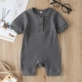 thumbnail image 3 of Infant Newborn Baby Romper Jumpsuit Solid Color Knitted Ribbed Bodysuit One Piece Summer Clothes, 3 of 4