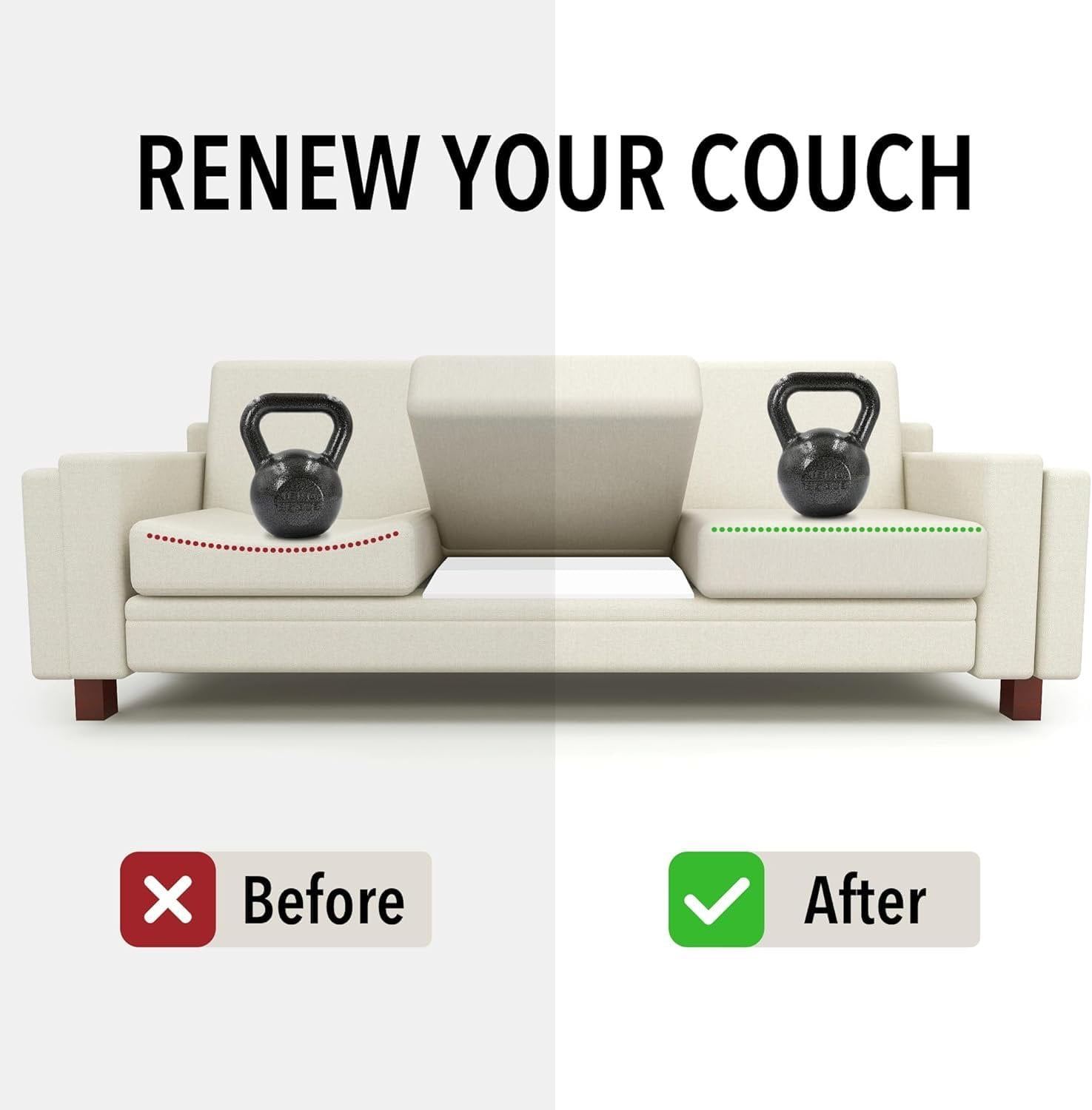 AK TRADING CO. Furniture Seat Support - High-Density 1.8 Density 44-ILD - White Foam Couch Sofa Cushion Support Cushion Sag Repair Replacement for Sofa Couch Loveseat Chair 20" x 20" 2pack