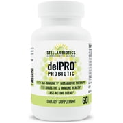 Stellar Biotics - delPRO™ PROBIOTIC (Enhanced with del-IMMUNE V®) - Powerful Probiotic & Prebiotic Blend - Promotes Optimal Gut Health & Digestion - Balances Immune System & Mood (60 Capsules)