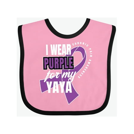 

Inktastic Chronic Pain I Wear Purple For My Yaya Gift Baby Boy or Baby Girl Bib