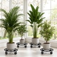 thumbnail image 3 of 4-Pack Metal Plant Caddy Plant Stands with Wheels, 12 Inch Heavy Duty Iron Round Flower Pot Roller Base Plant Dolly with Casters, Load Capacity 110 lbs, Black, 3 of 9