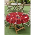 thumbnail image 5 of Outdoor Tablecloth with Umbrella Hole Zipper 4th of July Round Tablecloth 60" Waterproof Outside Table Cloth Red Independence Day White Blue Stars Patio Table Cover Tablecloths for Picnic Party, 5 of 8