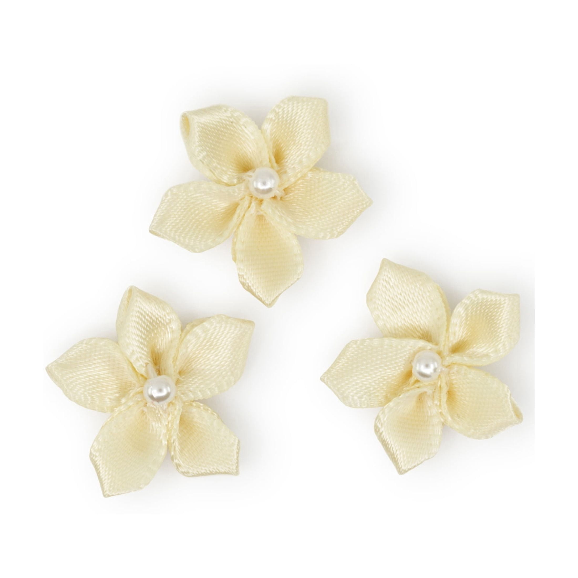 Hello Hobby Accessory Flowers with Pearl, Cream, 30 piece