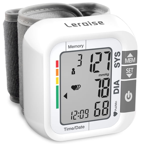 Wrist Blood Pressure Monitor for Home Use, Large LCD Display, 99 x 2 Sets Memory, 1 Carrying Case