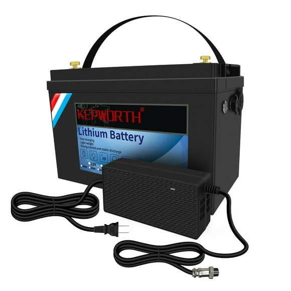 KEPWORTH Lithium Battery 12V 100Ah LiFePO4 Batteries with 100A BMS, Deep Cycle Rechargeable Lithium Iron Phosphate Battery, for Solar, Marine, Trolling Motor