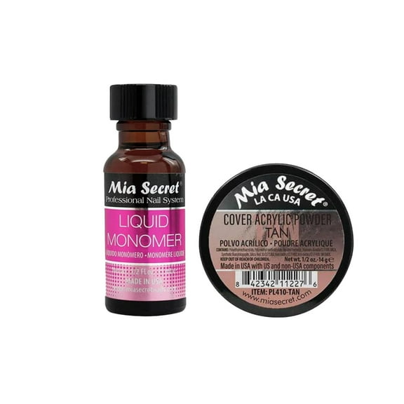 Mia Secret - Liquid Monomer (0.5oz) & Cover Acrylic Powder Tan (0.5oz) - Combo