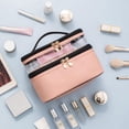 thumbnail image 4 of LANFENG Makeup Bag Double Layer Travel Makeup Bag Organizer Large Water-Resistant Cosmetic Bag Clear Top  Case Travel Accessories for Women, 4 of 5