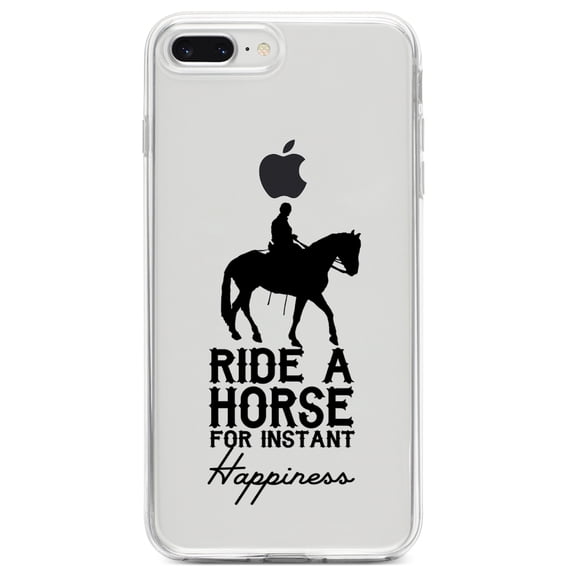 DistinctInk Clear Shockproof Hybrid Case for iPhone 7 PLUS / 8 PLUS (5.5" Screen) TPU Bumper Acrylic Back Tempered Glass Screen Protector - Ride A Horse for Instant Happiness