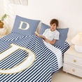 thumbnail image 3 of Erosebridal Initial D Letter Kid Bed Sheets, Abstract Stripe King Sheets, 4-Piece, 3 of 5