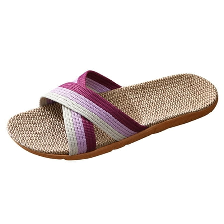 

Daznico Womens Sandals Women Home Slippers Indoor Slippers Soft Bottom Cotton Slippers ( Purple 6.5-7.5 )
