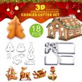 thumbnail image 1 of 18 Uds. Molde para hornear casa de pan de jengibre Navidad acero inoxidable 3D molde tridimensional para galletas DIY molde para hornear de punto alto con caja de regalo Xemadio HMFJ074, 1 of 7