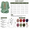 thumbnail image 3 of PBFRDSJ Cotton Linen Tops for Women Lightweight Retro Embroidered 3/4 Sleeve Bohemian Peasant Shirts Plus Size V Neck Casual Summer Beach Boho Tops, 3 of 9