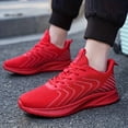 thumbnail image 3 of 2026New+Plus Size Men's Trendy Solid Woven Knit Breathable Running Shoes, Sneakers For Men's Outdoor Activities Comfy Non Slip Lace Up Durable, 3 of 9